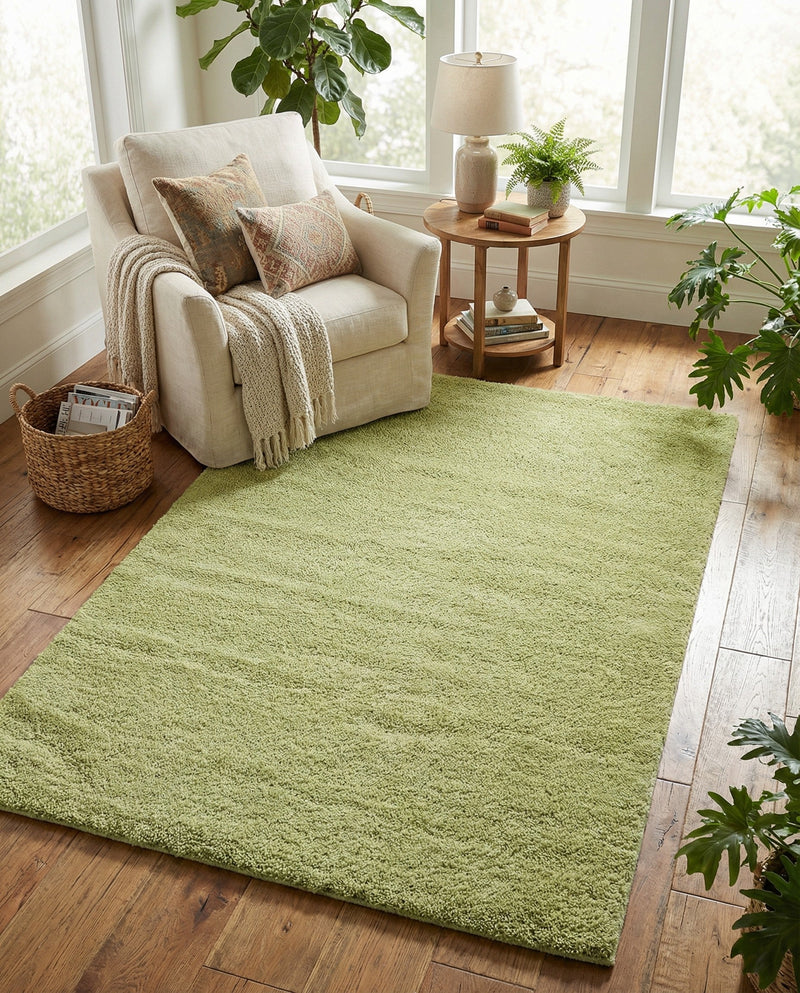Solid Shag Seaside Collection Area Rug - Azure Cove (Light Green) Rectangle Light Green  lifestyle 5