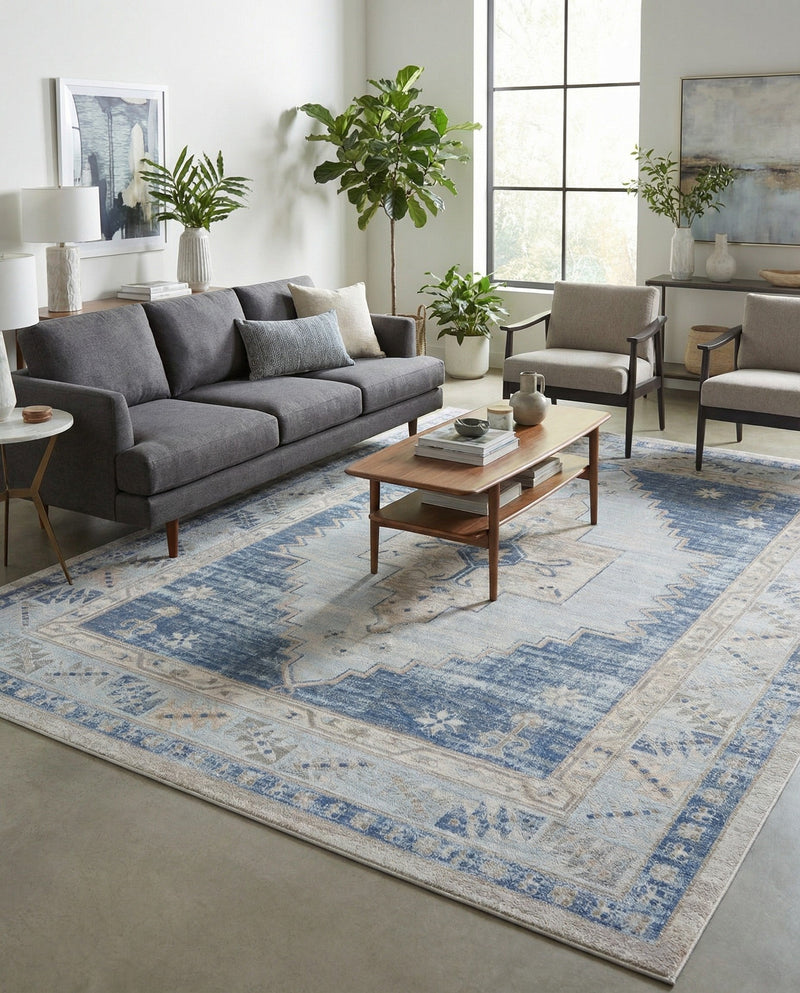 Savannah Series Collection Area Rug -  Augusta (Sky blue) Rectangle Sky blue  lifestyle 21
