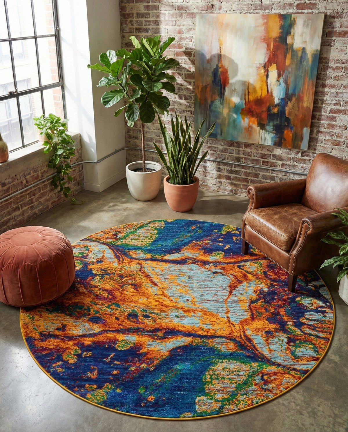 Caribbean Cove Collection Area Rug -  Bequia Round Multi  lifestyle 83