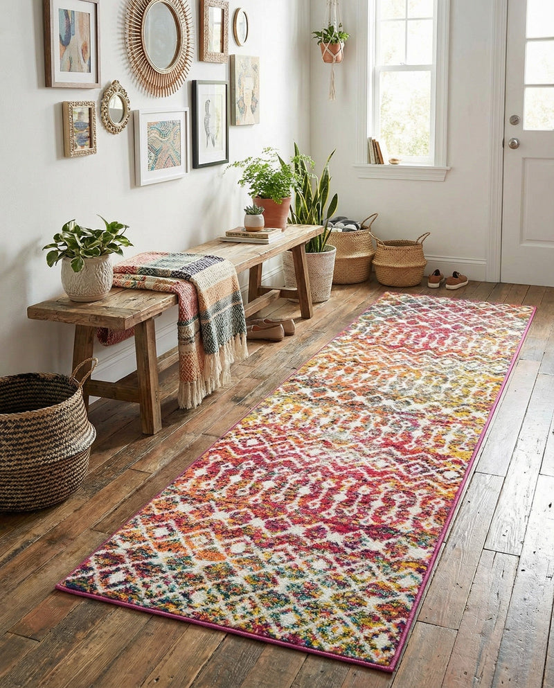 Mediterranean Lattice Collection Area Rug - Santorini (Multi) Runner Multi  lifestyle 45