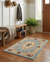 Versailles Elegance Collection Area Rug -  Louveciennes (Light Blue) Rectangle Light Blue  lifestyle 18