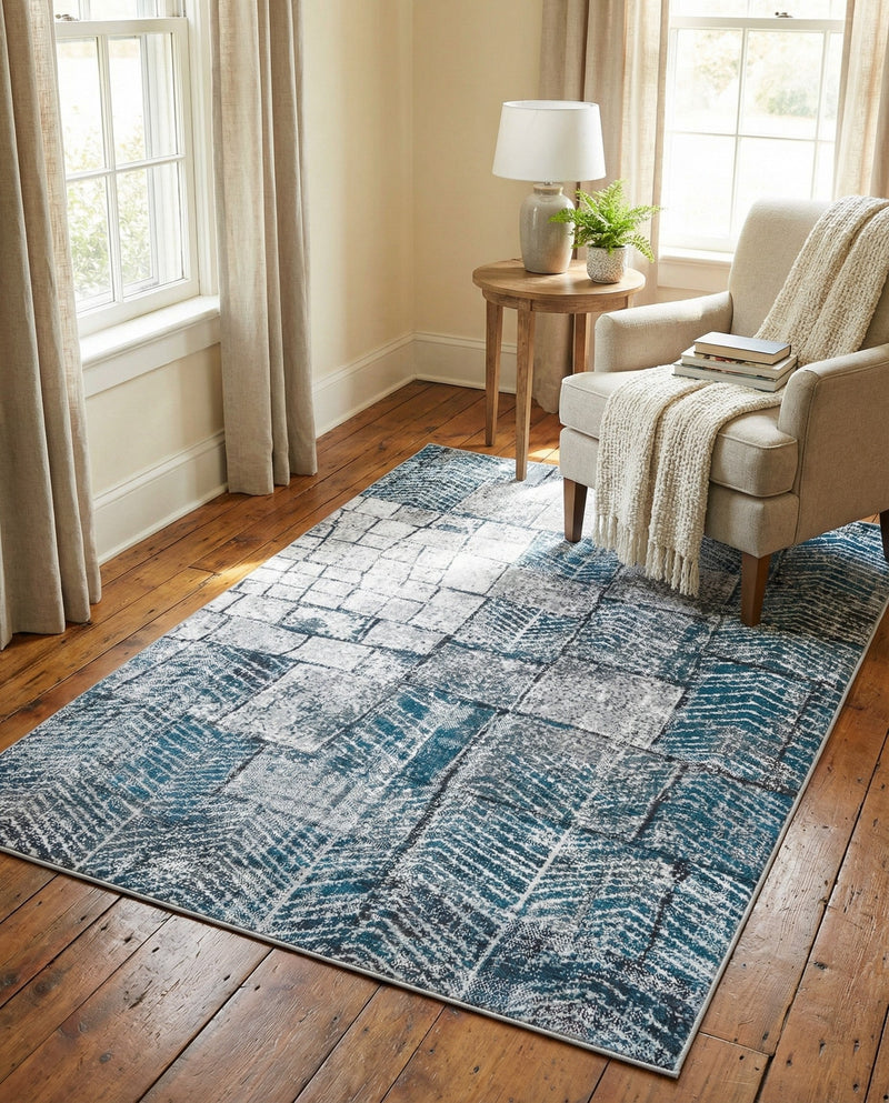 Seville Elegance Collection Area Rug - Cordoba Rectangle Gray Blue  lifestyle 21