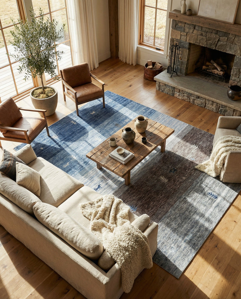 Zagros Shades Collection Area Rug -  Sisakht Rectangle Blue Gray  lifestyle 4