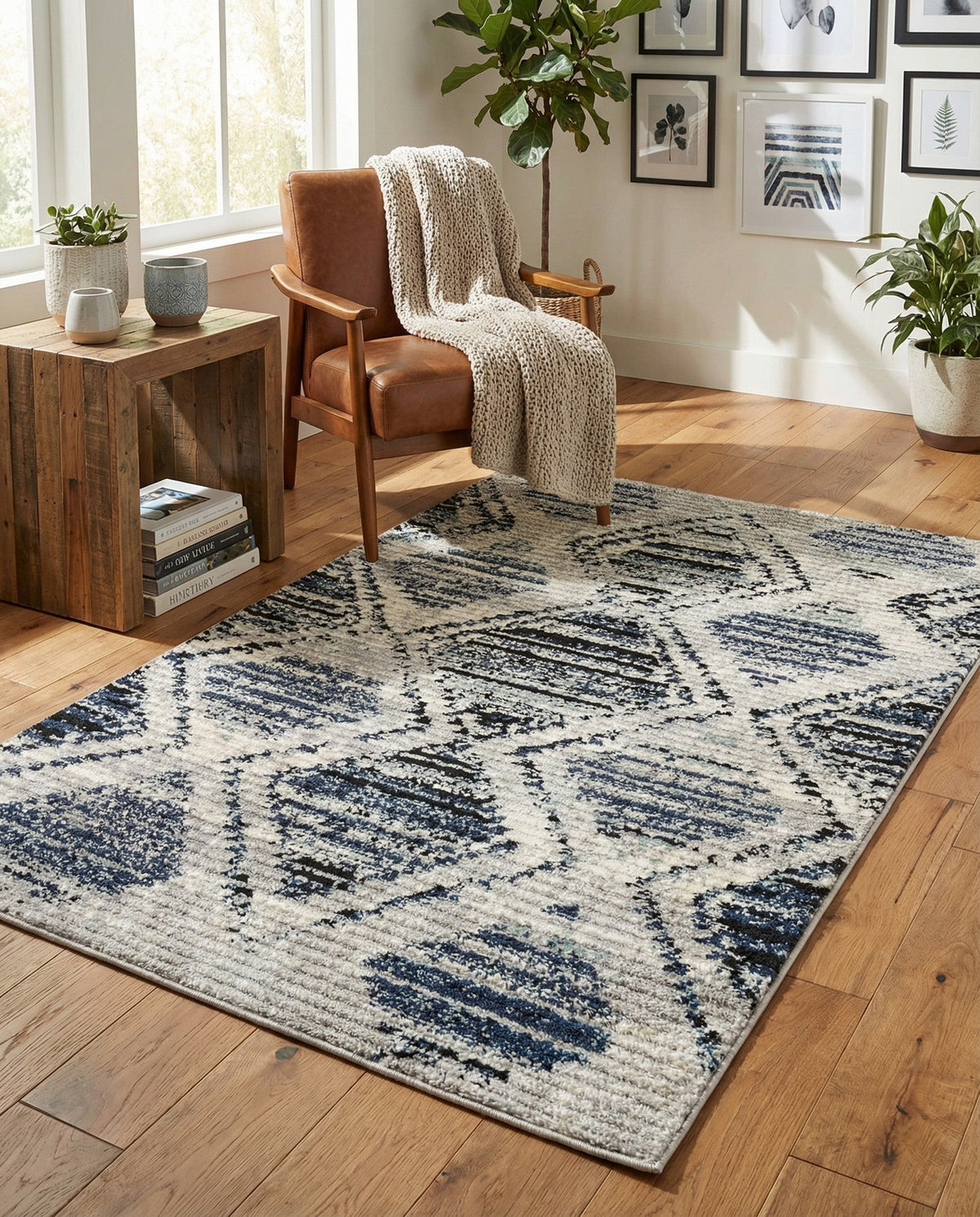 Marrakech Mosaic Collection Area Rug -  Atlas Rectangle Blue Gray  lifestyle 9