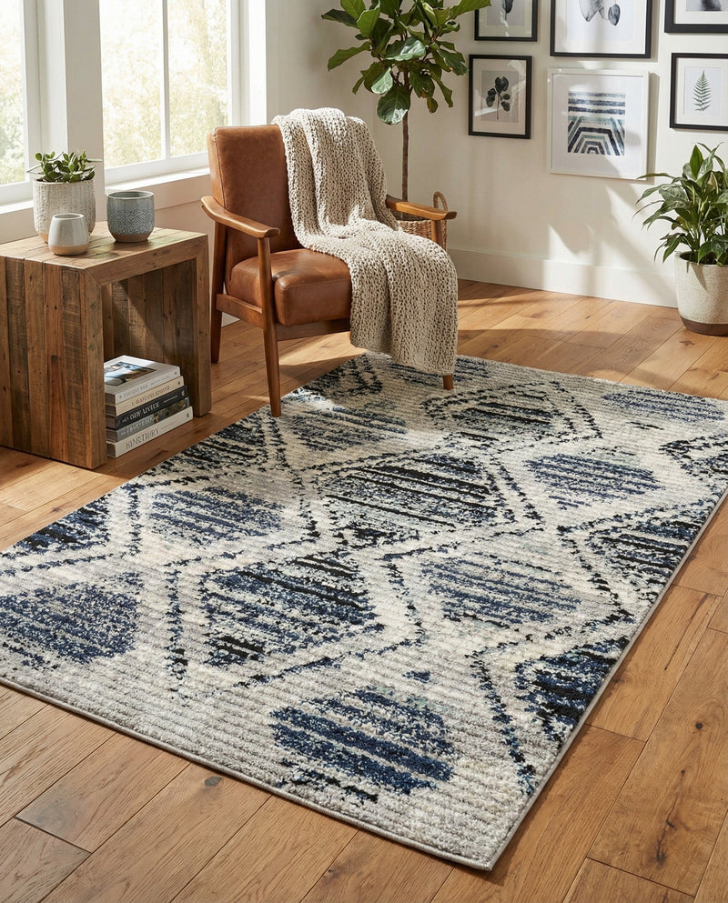 Marrakech Mosaic Collection Area Rug -  Atlas Rectangle Blue Gray  lifestyle 9