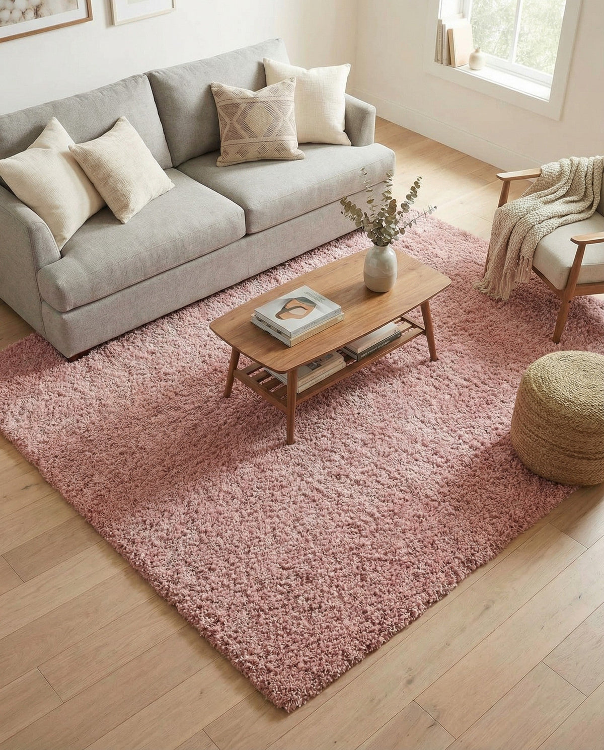 Alpine Plush Collection Area Rug - Verbier Square Pink  lifestyle 117