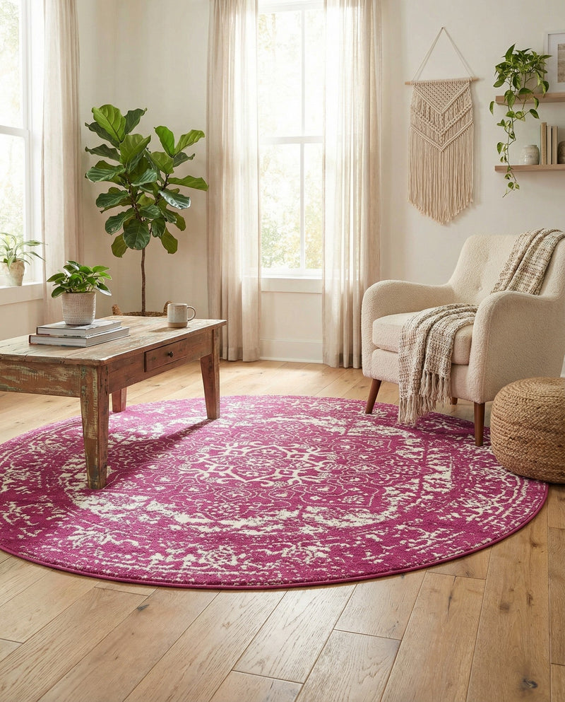Georgetown Rugs Collection Area Rug - Dupont (Purple) Round Purple  lifestyle 49