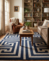 Aegean Labyrinth Collection Area Rug -  Mykonos Rectangle Navy Blue  lifestyle 14