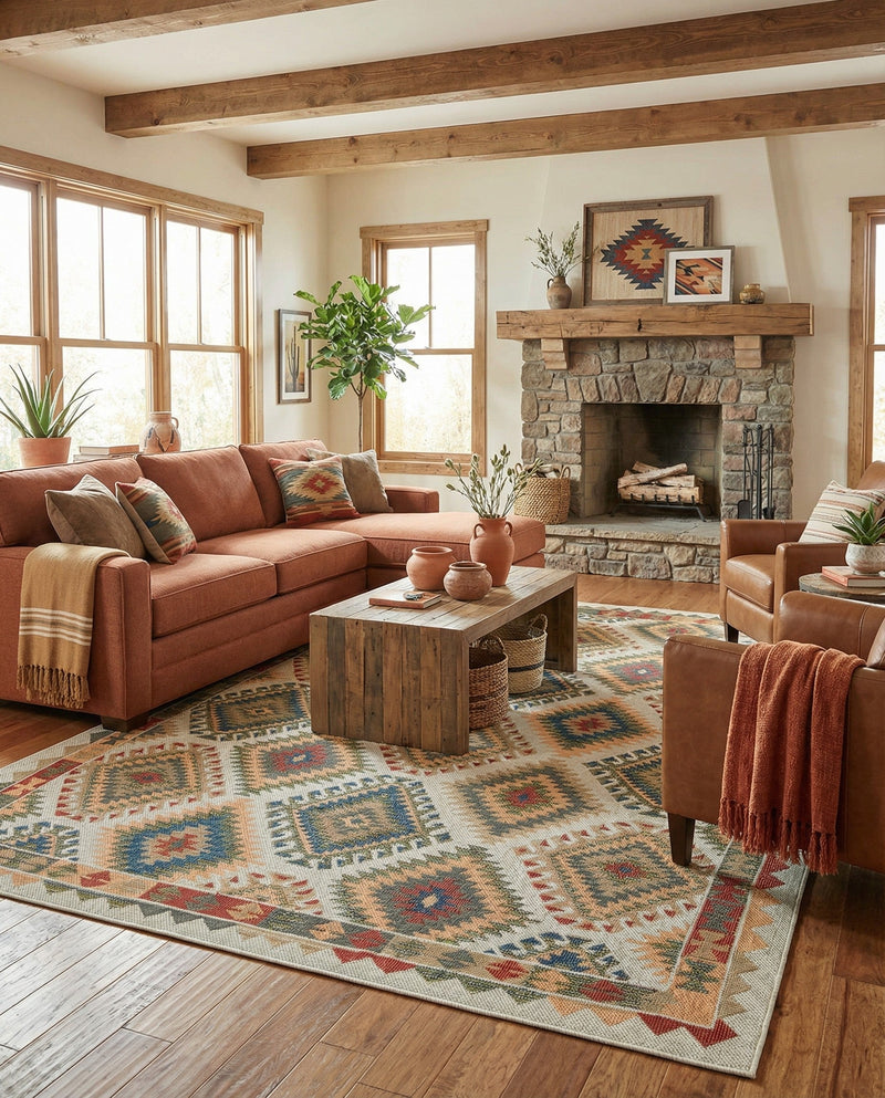 Coastal Terrace Collection Area Rug -  Sandbar Rectangle Ivory  lifestyle 6