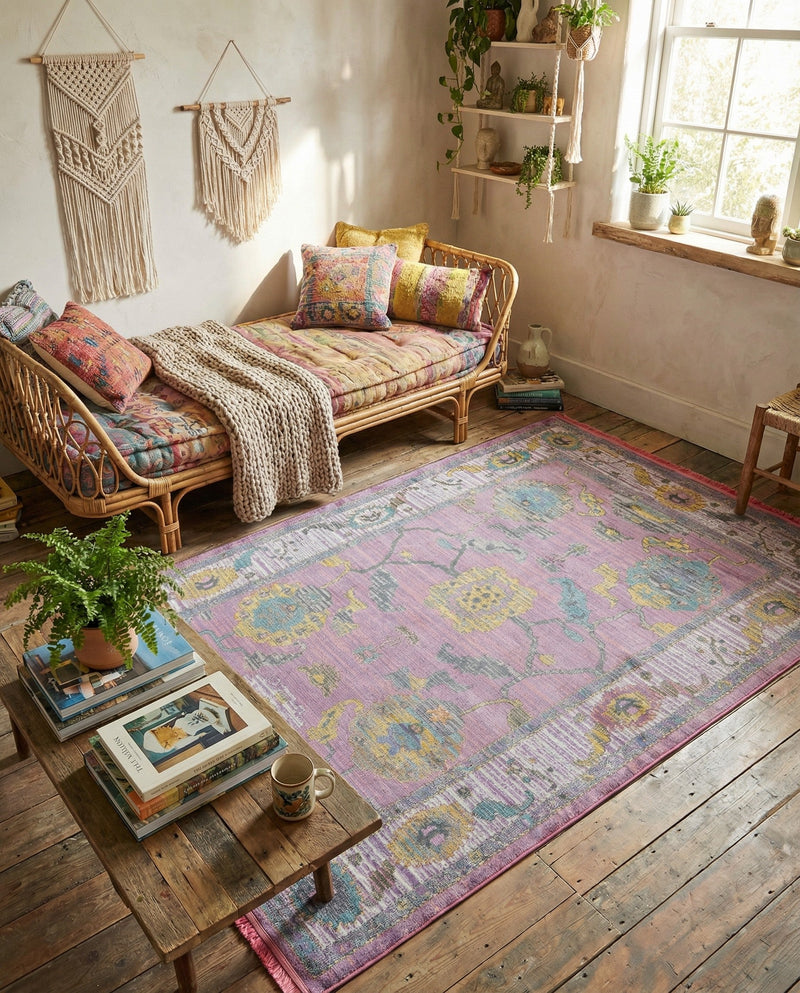 Arcadia Rugs Collection Area Rug - Eden (Pink) Rectangle Pink  lifestyle 10