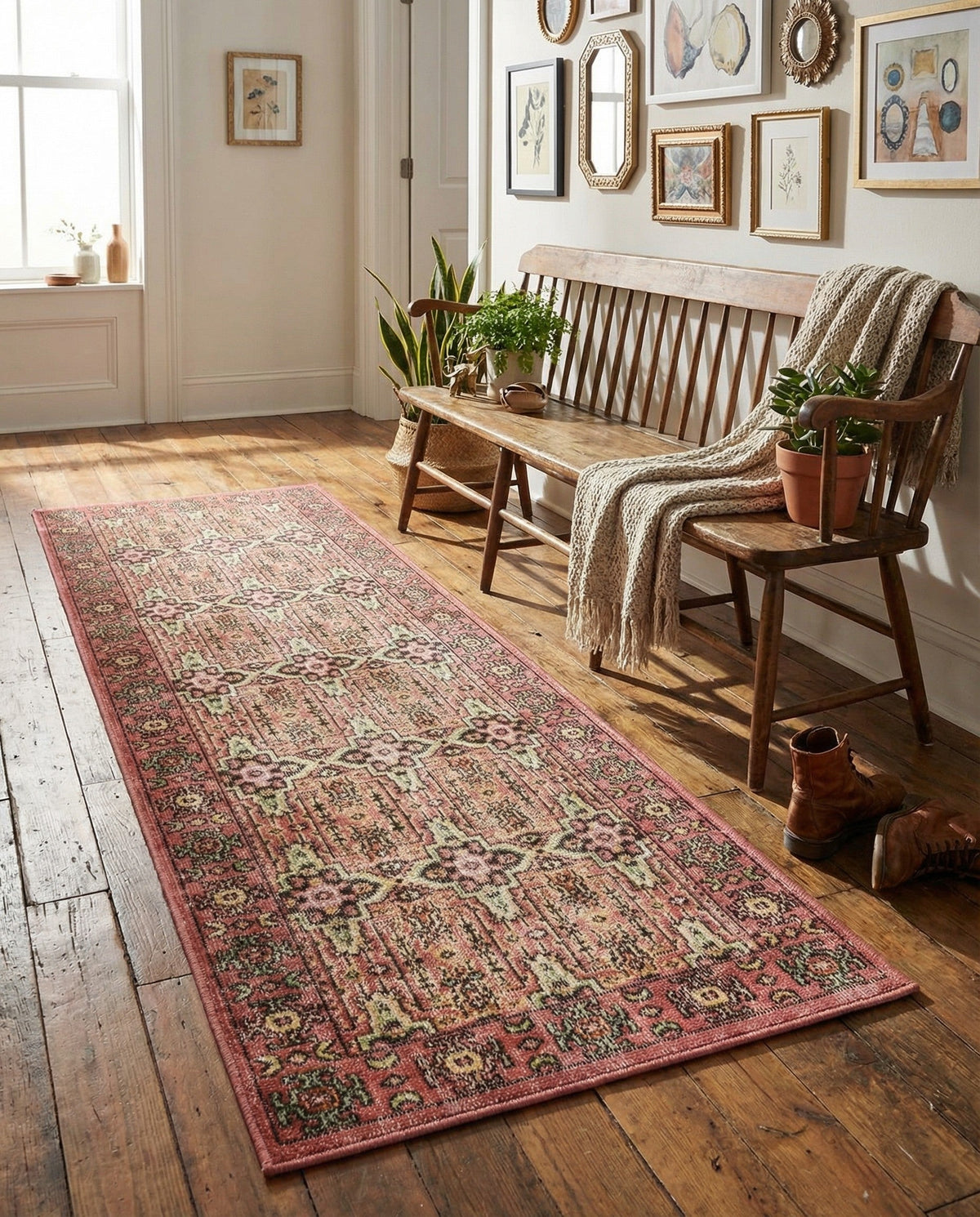 Geneva Terrace Collection Area Rug -  Nyon Runner Pink  lifestyle 85