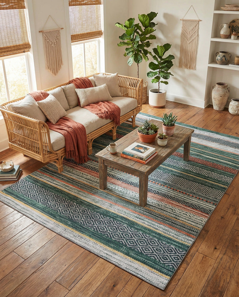 Laguna Sands Collection Area Rug -  Malibu Rectangle Green  lifestyle 25