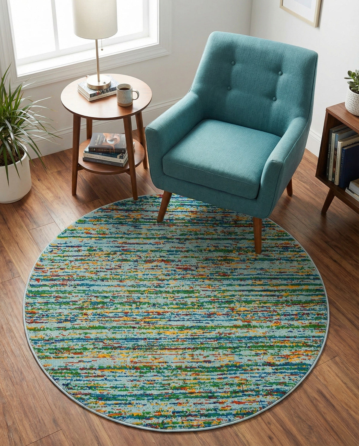 Caribbean Cove Collection Area Rug -  Lucia Round Aqua  lifestyle 61