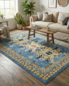 Tabriz Tapestries Collection Area Rug - Azerbaijan (Light Blue) Rectangle Light Blue  lifestyle 20
