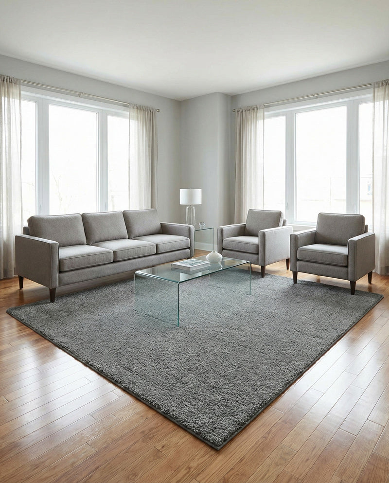 Solid Shag Seaside Collection Area Rug - Azure Cove (Gray) Square Gray  lifestyle 50
