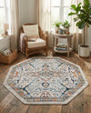 Seville Stripes Collection Area Rug -  Malaga (Ivory) Octagon Ivory  lifestyle 34