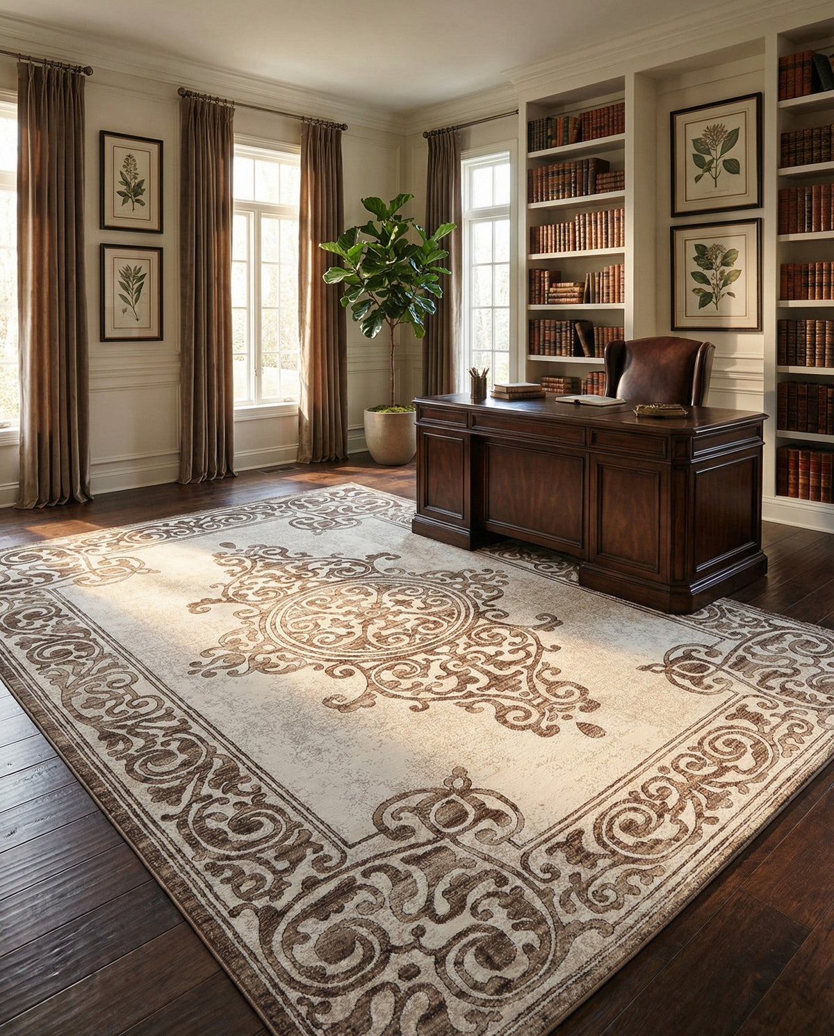Sanctuary Retreat Collection Area Rug - Haven Rectangle Chocolate Brown  lifestyle 38