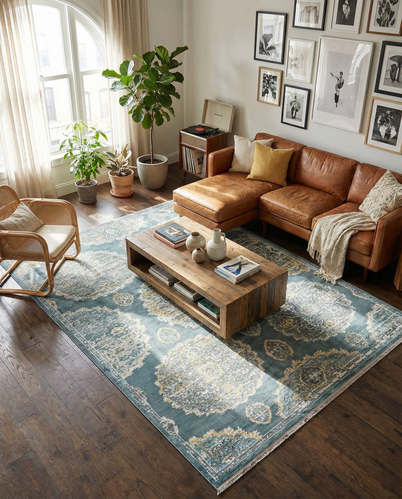 Arcadia Rugs Collection Area Rug -  Atlantis (Gray and Blue) Rectangle Gray and Blue  lifestyle 14