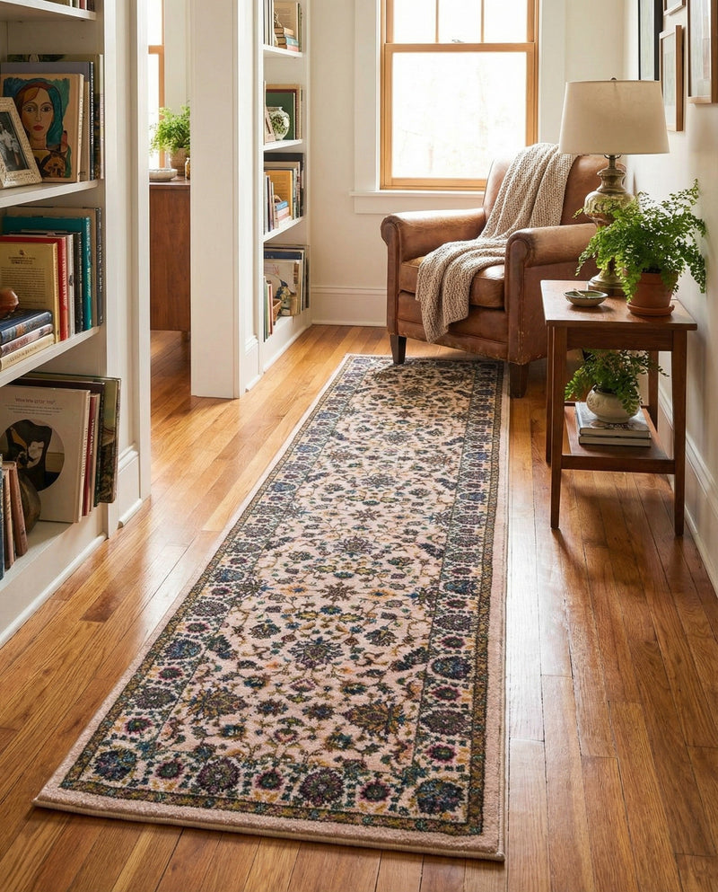 Casablanca Tapestry Collection Area Rug -  Marrakech (Ivory) Runner Ivory  lifestyle 55