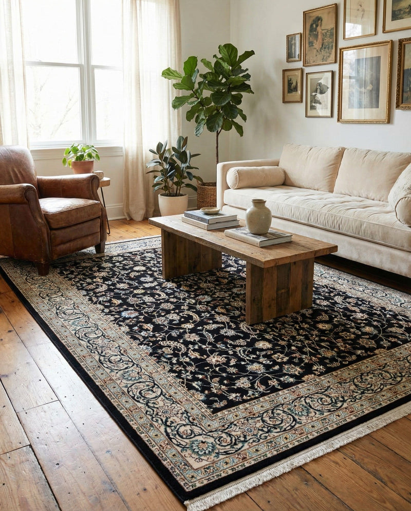 Persian Elegance Collection Area Rug -  Ardabil Rectangle Navy Blue  lifestyle 35