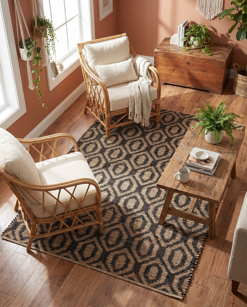 Osian Looms Collection Area Rug - Colaba Rectangle Black  lifestyle 35
