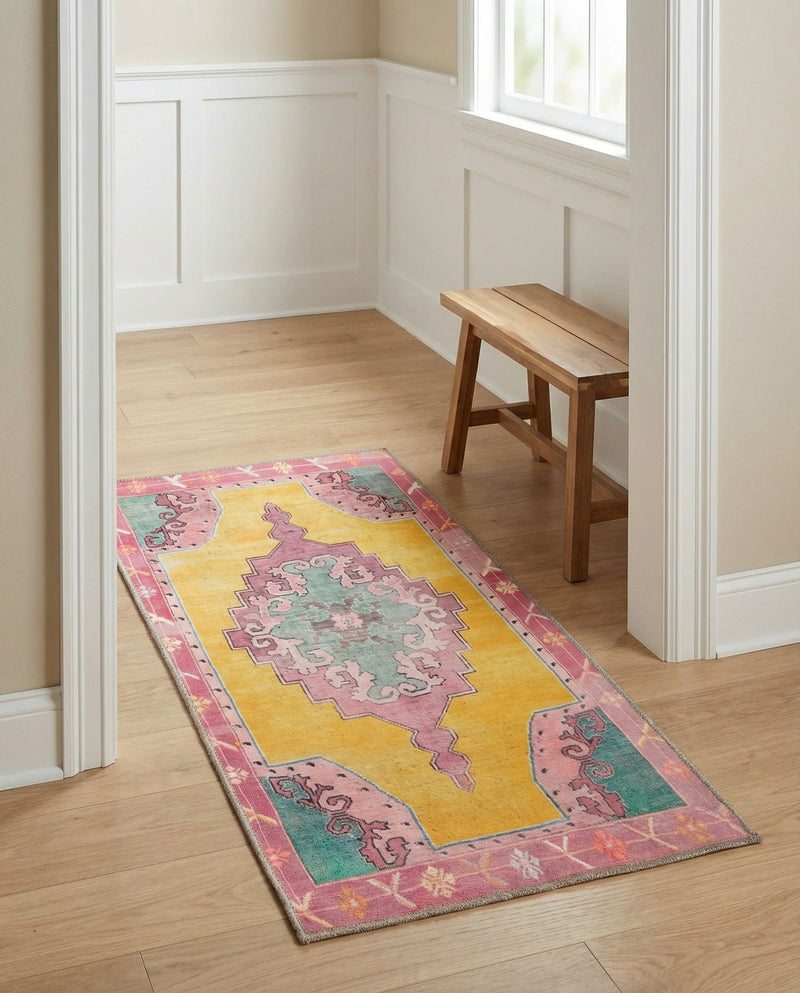 Heritage Elegance Collection Area Rug -  Winterthur (Yellow) Runner Yellow  lifestyle 47