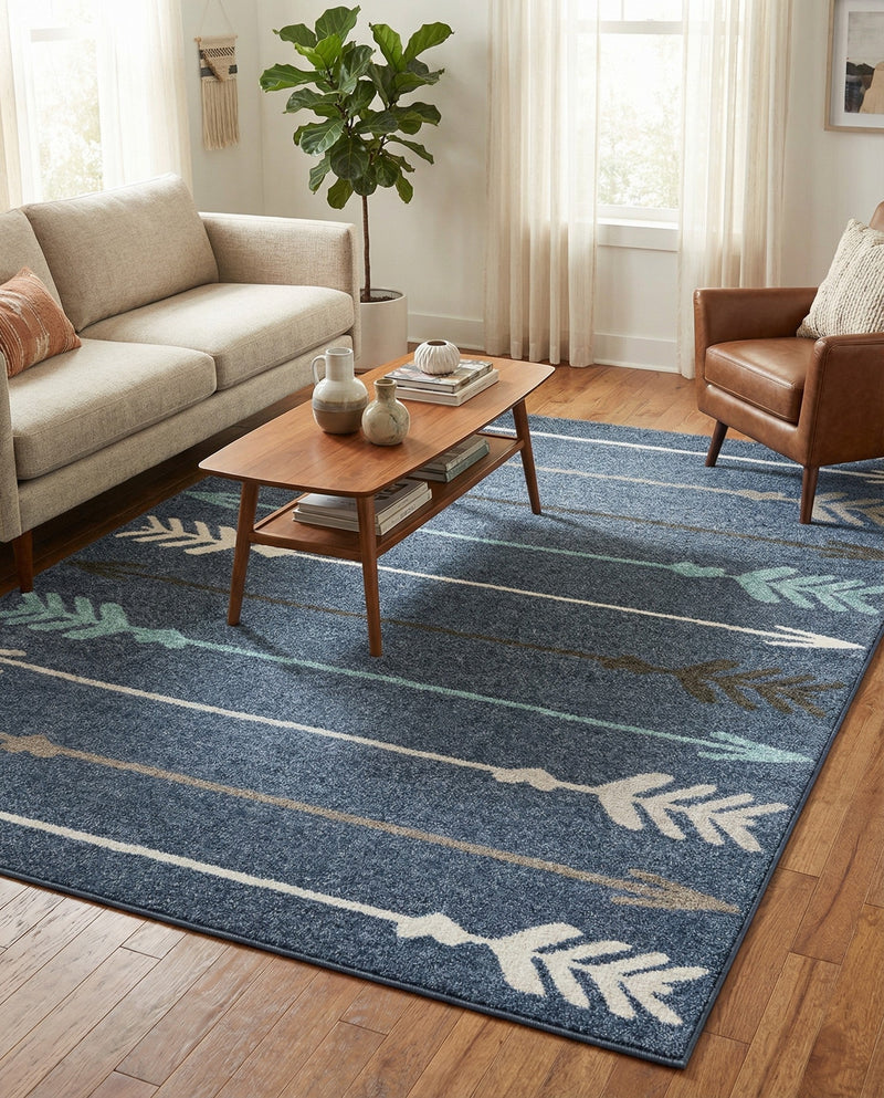 Autumn Meadow Collection Area Rug -  Junipervale Rectangle Navy Blue  lifestyle 11