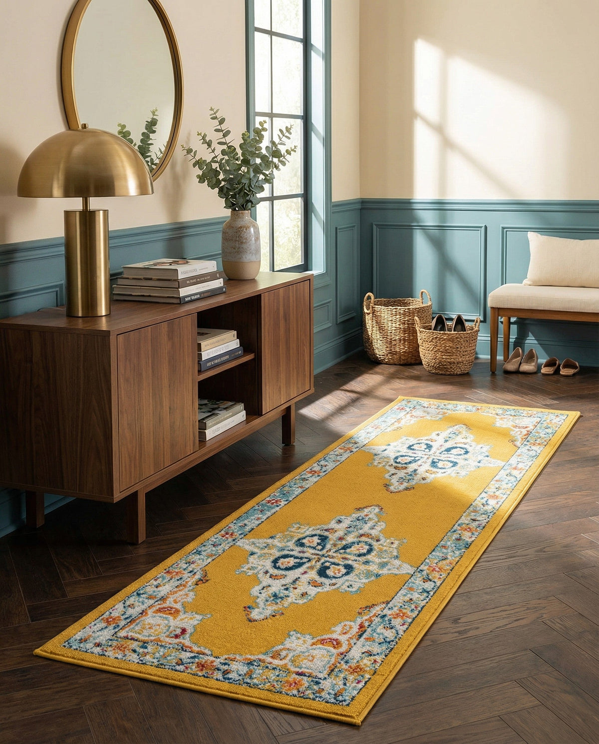 Beverly Grove Collection Area Rug -  Fairfax (Yellow) Runner Yellow  lifestyle 81