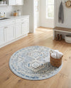 Savannah Elegance Collection Area Rug -  Tybee (Aqua Blue) Round Aqua Blue  lifestyle 79