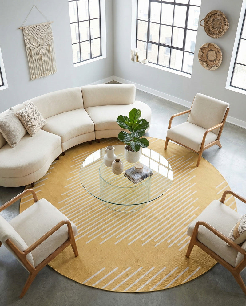 Urban Terrace Collection Area Rug -  Chelsea (Yellow) Round Yellow  lifestyle 75