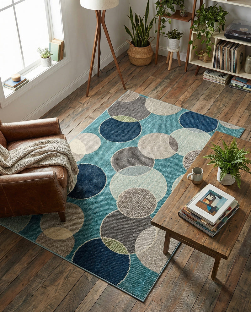 Chromatic Oasis Collection Area Rug -  Zephyr Rectangle Blue  lifestyle 46