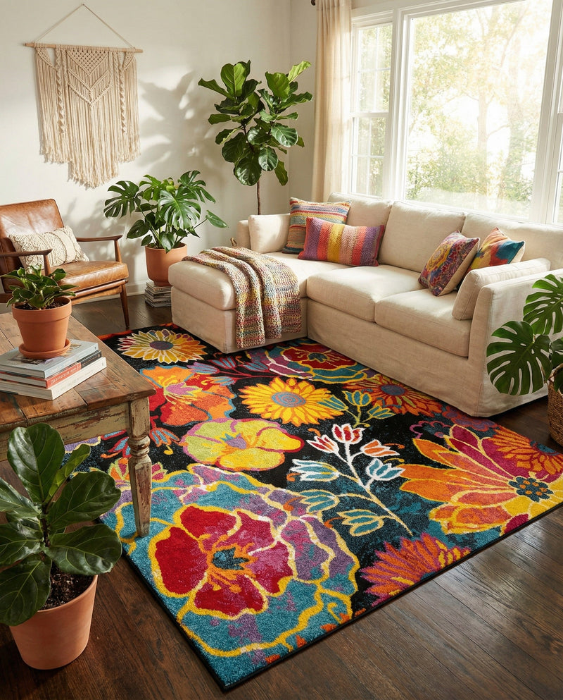 Venetian Elegance Collection Area Rug -  Accademia Rectangle Black  lifestyle 29