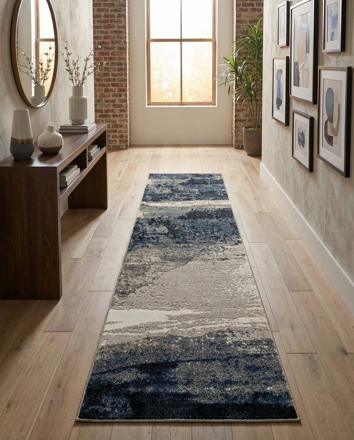 Copenhagen Edge Collection Area Rug - Nyhavn Runner Blue  lifestyle 152