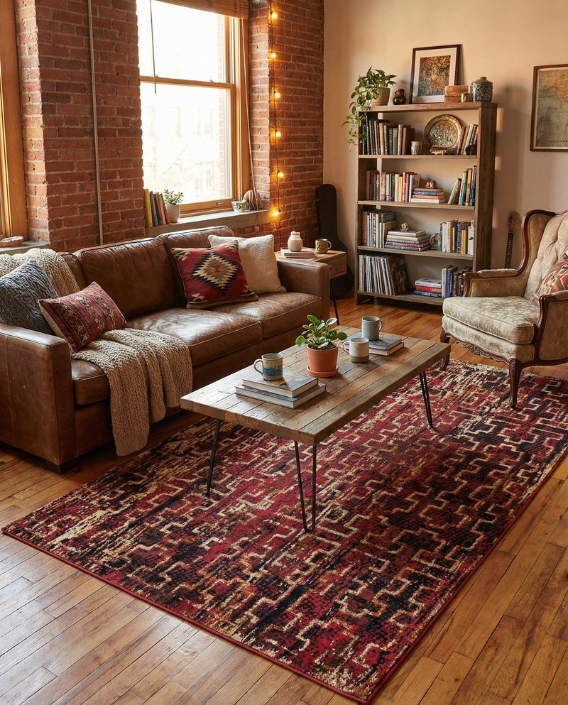 Neptune Elegance Collection Area Rug -  Proteus Rectangle Burgundy  lifestyle 14