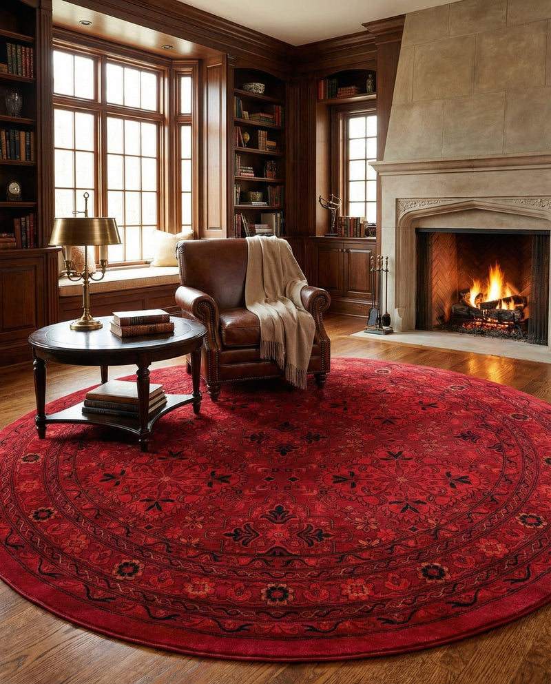 Samarkand Elegance Collection Area Rug -  Samanid Round Red  lifestyle 64