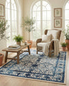Horizon Collection Area Rug -  Sierra Rectangle Ivory and Blue  lifestyle 36