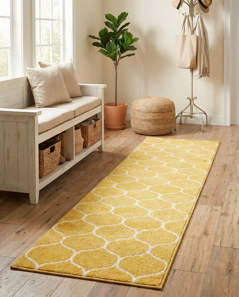 Trellis Mosaic Collection Area Rug -  Pergolatown (Yellow) Runner Yellow  lifestyle 76