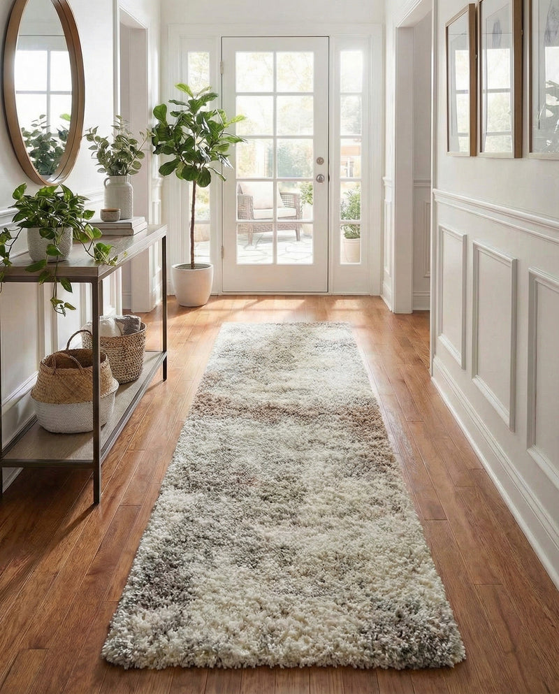 Cozy Haven Shag Collection Area Rug -  Tranquility (Khaki) Runner Khaki  lifestyle 66