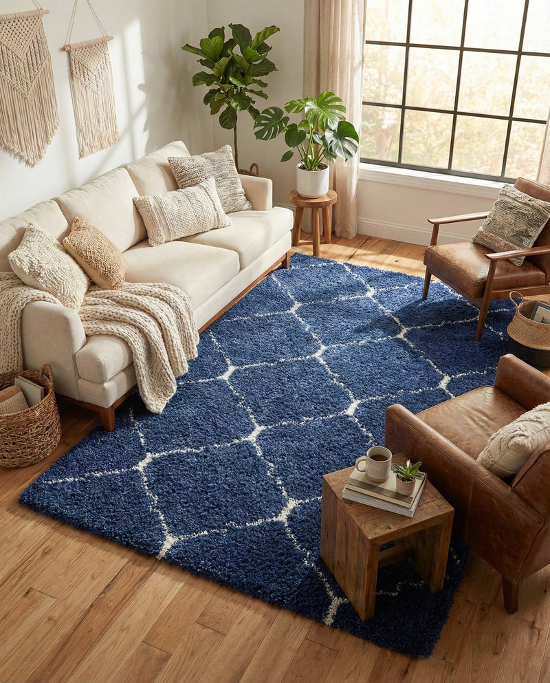 Casablanca Comfort Collection Area Rug -  Medina Rectangle Navy Blue  lifestyle 22
