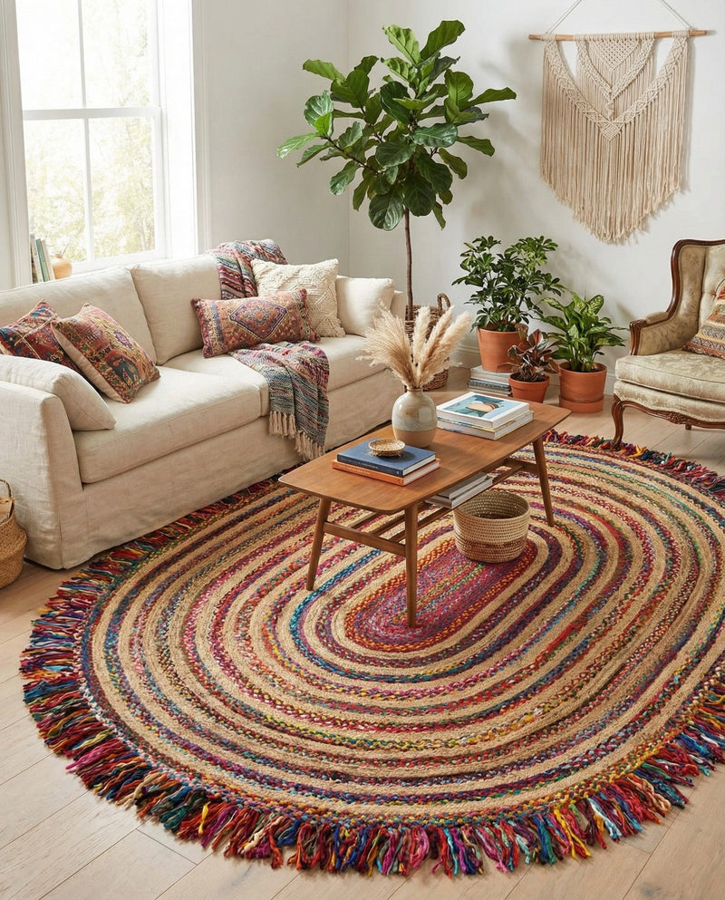 Osian Looms Collection Area Rug - Kathmandu Oval Multi  lifestyle 24