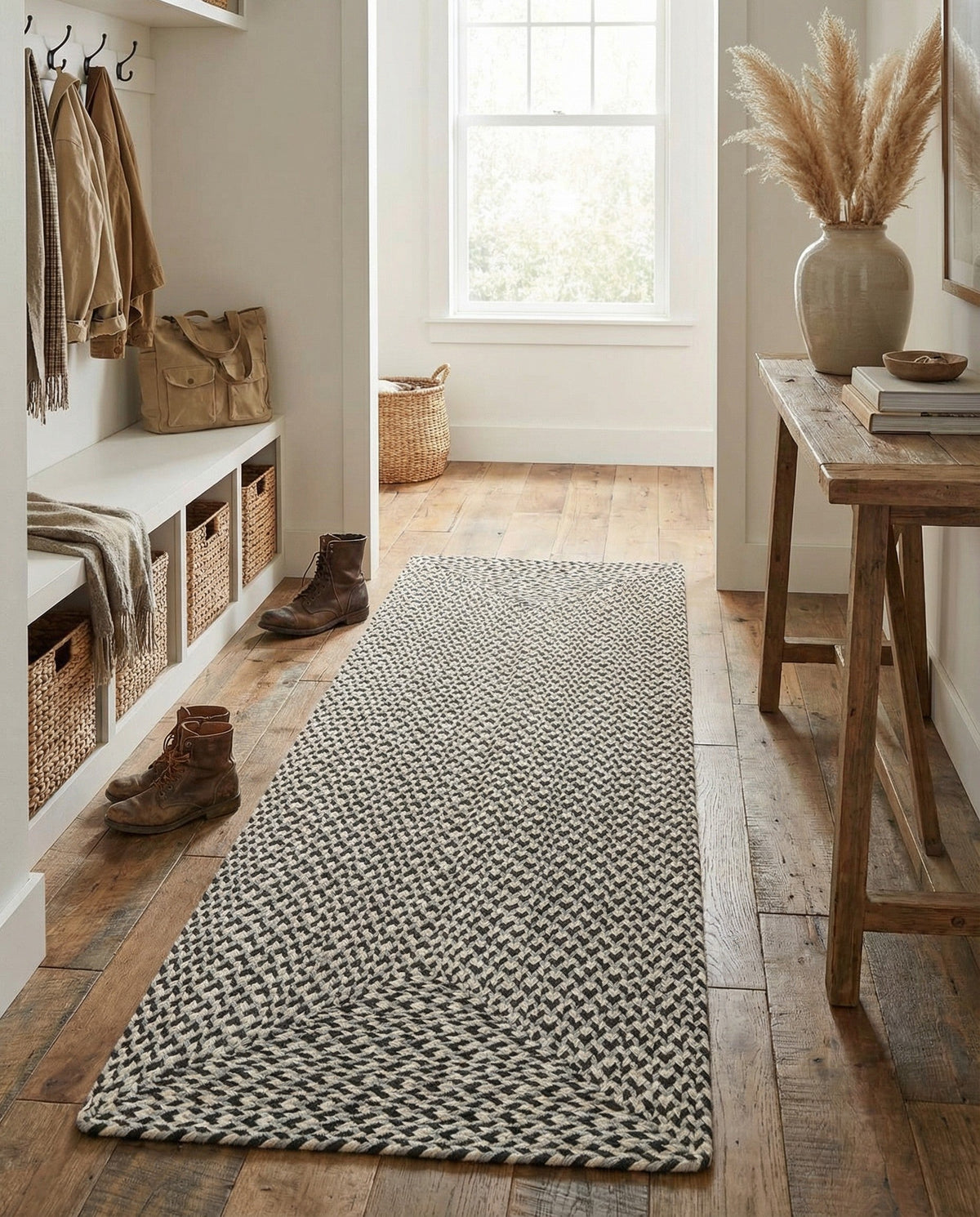 Highland Woven Jute Collection Area Rug - Glenmore (Gray) Runner Gray  lifestyle 77