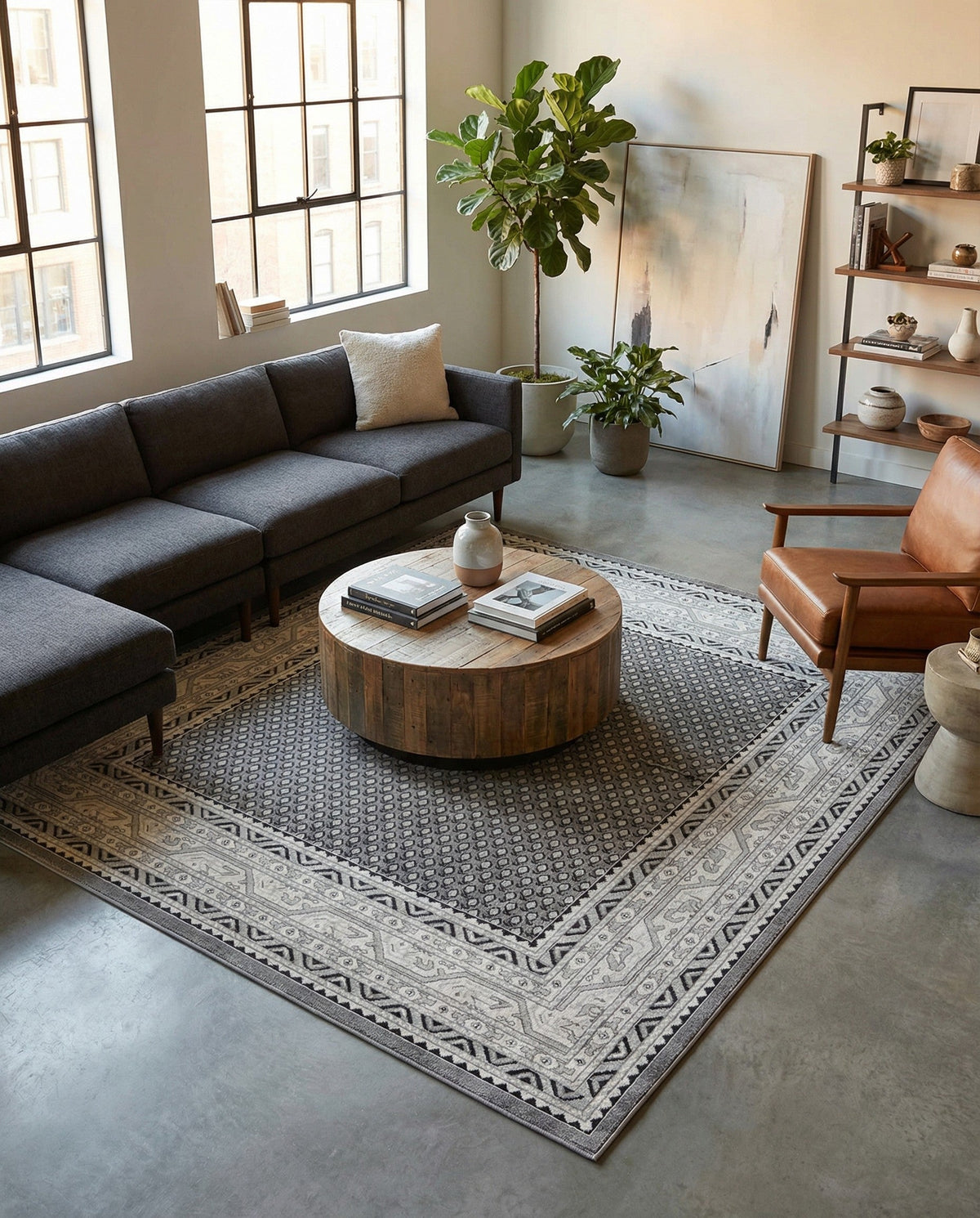 Soho Elegance Collection Area Rug -  Mercer (Gray) Square Gray  lifestyle 89