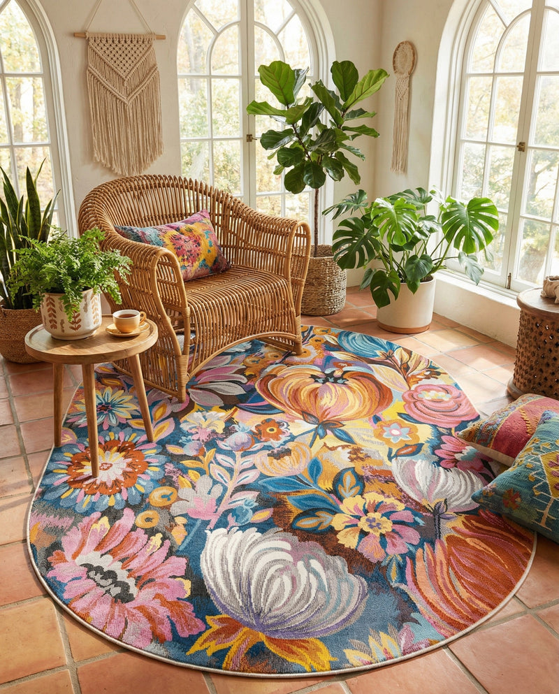 Meadow Breeze Collection Area Rug -  Daffodil Oval Multi  lifestyle 24