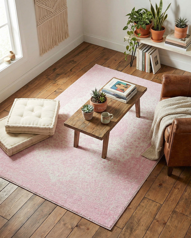 Dover Terrace Collection Area Rug - Marina (Pink) Rectangle Pink  lifestyle 8