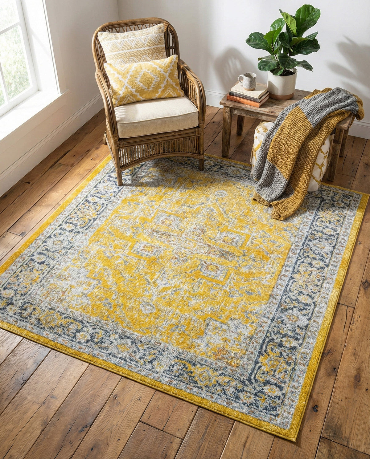 Caribbean Breeze Collection Area Rug -  Andros Square Yellow  lifestyle 138