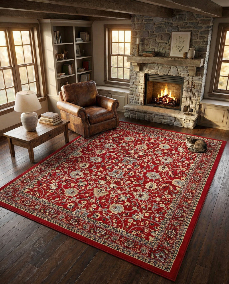 Isfahan Elegance Collection Area Rug - Naghsh-e Jahan (Red) Rectangle Red  lifestyle 22