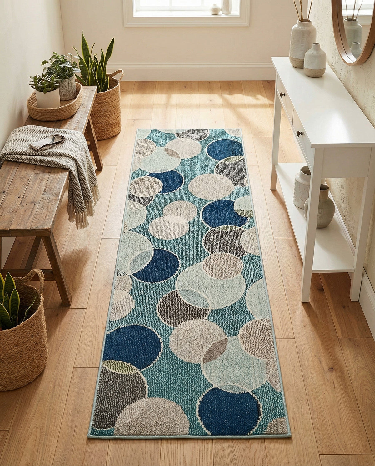 Chromatic Oasis Collection Area Rug -  Zephyr Runner Blue  lifestyle 137