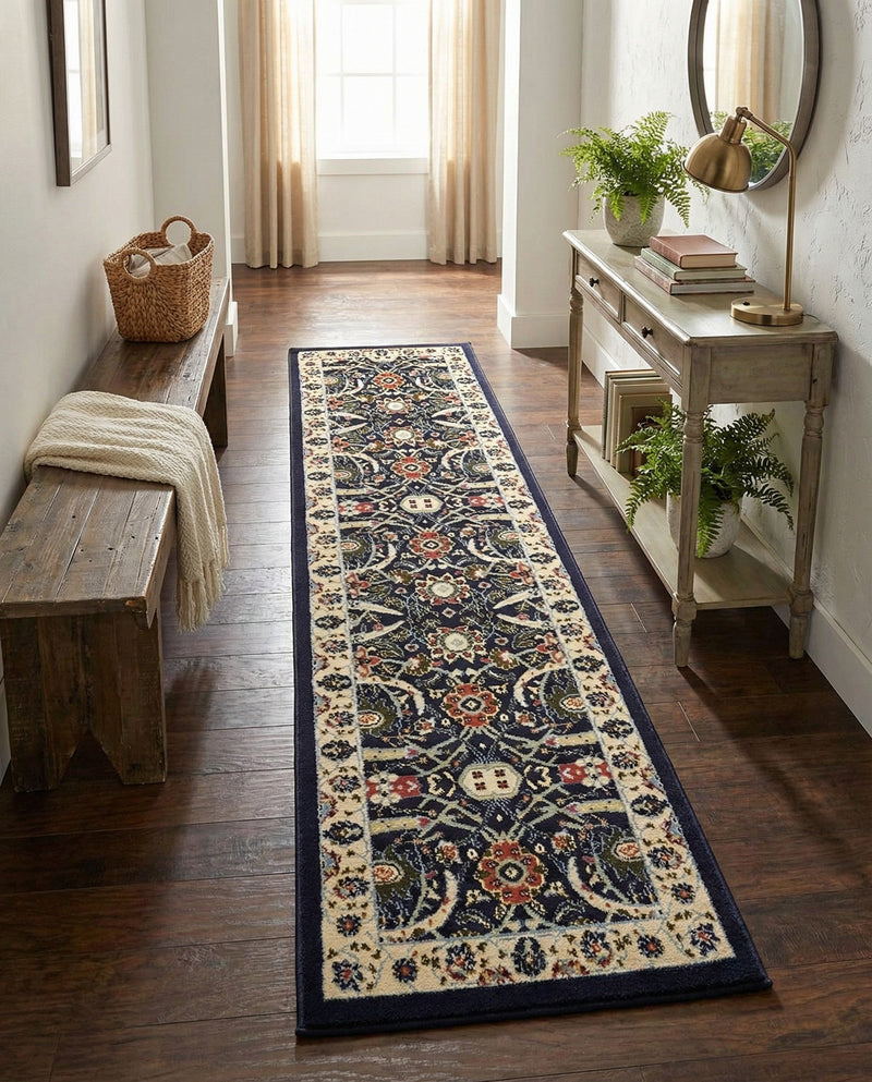 Tabriz Tapestry Collection Area Rug - Sahand (Navy Blue) Runner Navy Blue  lifestyle 49