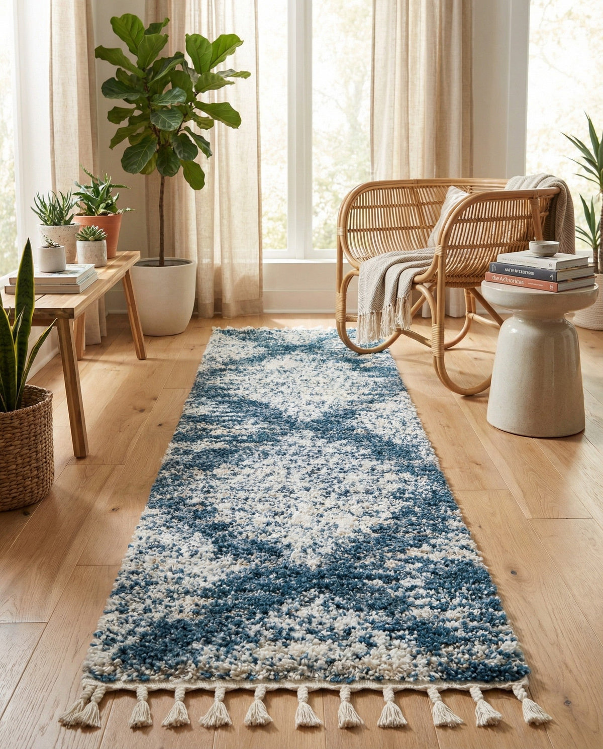 Tranquil Tides Shag Collection Area Rug -  Azure Runner Blue  lifestyle 196