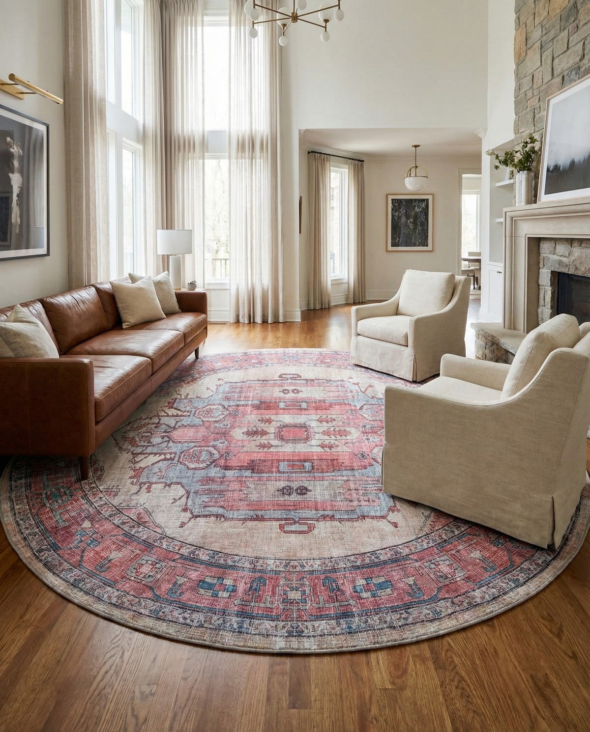 Zahara Oasis Collection Area Rug - Sahara Round Beige  lifestyle 171